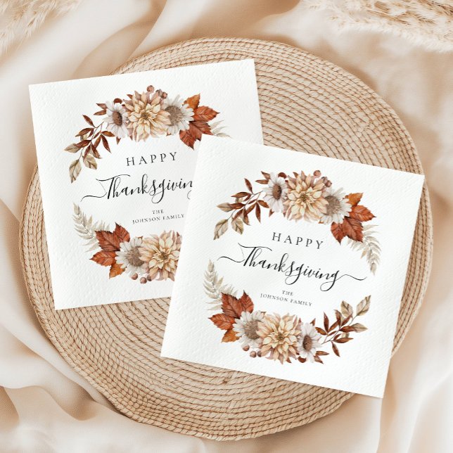 Rustikale Herbstlaub glücklich Thanksgiving Serviette (Rustic Fall Leaves Happy Thanksgiving Napkins)