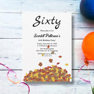 Rustikale Herbstlaub Herbst Blumenkohl 60. Geburts Einladung