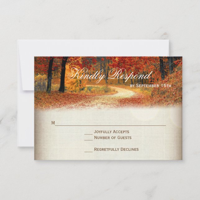 Rustikale Herbstlaub Herbst Hochzeitskarten RSVP Karte (Vorderseite)
