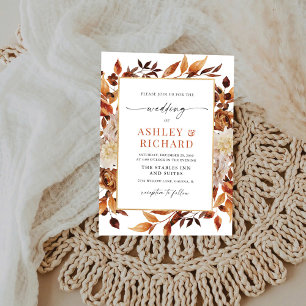 Rustikale Herbstlaub Hochzeit Einladung