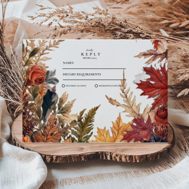 Rustikale Herbstlaub Hochzeit RSVP Karte (Von Creator hochgeladen)