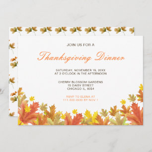Rustikale Herbstlaub im Herbst Erntedank Party Einladung