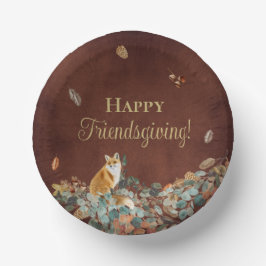 Rustikale Herbstlaub und Fox Friendsgiving Pappteller