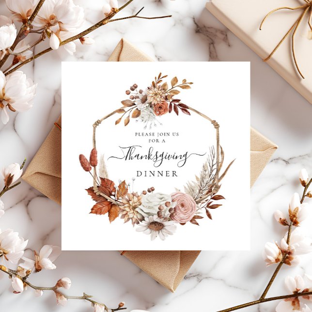 Rustikale Herbstlaube Erntedank Dinner Einladung (Rustic Fall Leaves Thanksgiving Dinner Invitation)