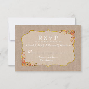 Rustikale Herbstlaube Linen Leinwand UAWG RSVP Karte