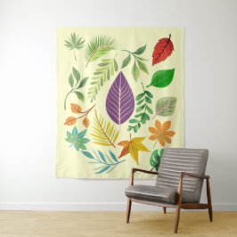 Rustikale Herbstlaube mit antikem botanischem Leaf Wandteppich