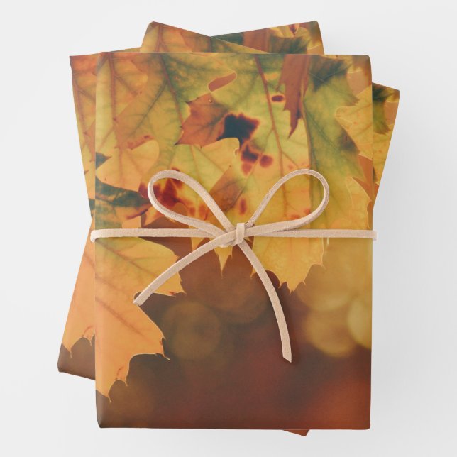 Rustikale Herbstleaves als Papierfolien Geschenkpapier Set (Beispiel)