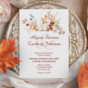 Rustikale Herbstleaves fallen Pumpkin-Hochzeit Einladung