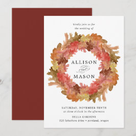 Rustikale Herbstleaves fallen Wreath-Hochzeit Einladung