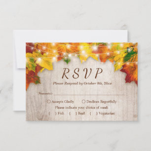 Rustikale Herbstlichter beleuchten RSVP Hochzeit