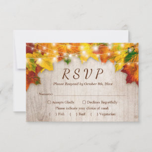 Rustikale Herbstlichter beleuchten RSVP Hochzeit Karte