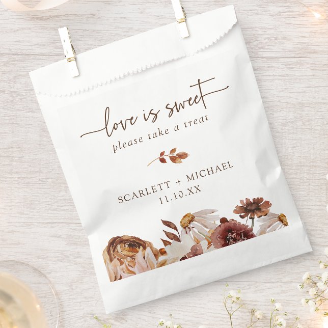 Rustikale Herbstpäckchen Geschenktütchen (Rustic White Fall Botanical Love Is Sweet Favor Bag by Painted Paperie
)