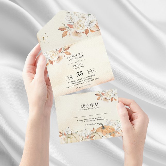 Rustikale Herbstpumpen und Blume All In One Einladung (Von Creator hochgeladen)