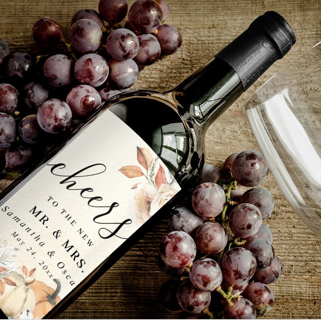 Rustikale Herbstpumpen und Blume Weinetikett (Von Creator hochgeladen)