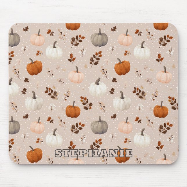 Rustikale Herbstpumpen und Herbstlaub Mousepad (Vorne)