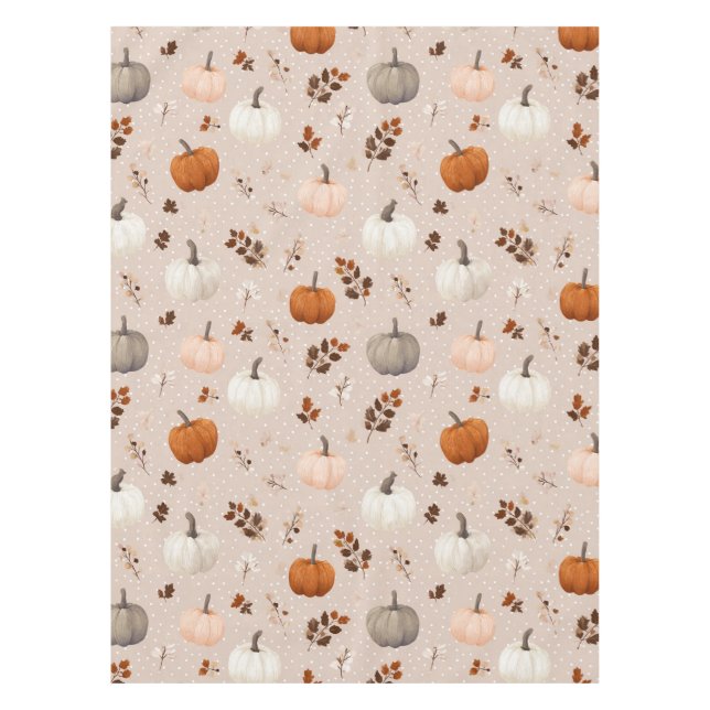 Rustikale Herbstpumpen und Herbstlaub Tischdecke (Vorderseite)
