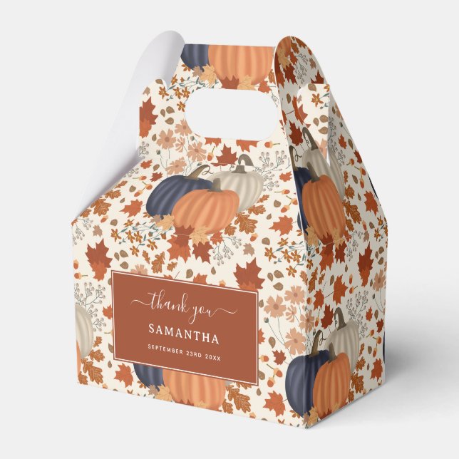 Rustikale Herbstpumpen Wildblumen Blätter Geschenkschachtel (Vorderseite)