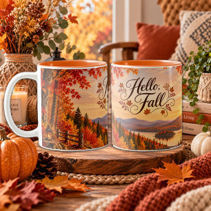 Rustikale Herbstsaison-Illustration Zweifarbige Tasse