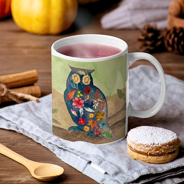 Rustikale Herbstschale mit Blume, inspirierend Kaffeetasse (Von Creator hochgeladen)