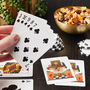 Rustikale Herbstschnecke mit Pumpkins und Crow Spielkarten