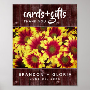 Rustikale Herbstsonnenblumen auf Zaunhochzeit Poster