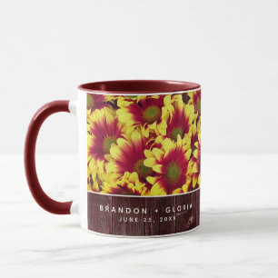 Rustikale Herbstsonnenblumen auf Zaunhochzeit Tasse
