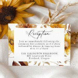 Rustikale Herbstsonnenblumen und Wildblumen Empfan Begleitkarte