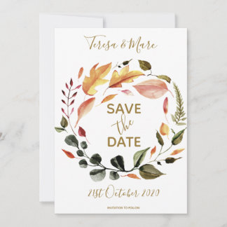 Rustikale Herbsttöne Wasserfarben Blumenmuster Save The Date