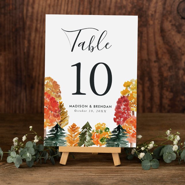 Rustikale Herbstwald-Herbst-Hochzeit Tischnummer (Von Creator hochgeladen)