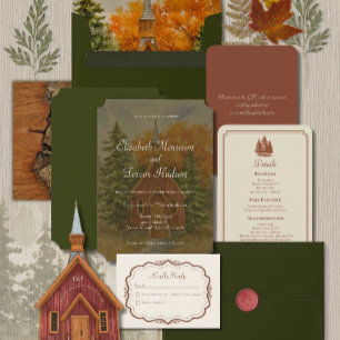 Rustikale Herbstwald-Hochzeit im Yosemite-National Einladung