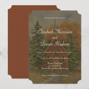 Rustikale Herbstwald-Hochzeit im Yosemite-National Einladung
