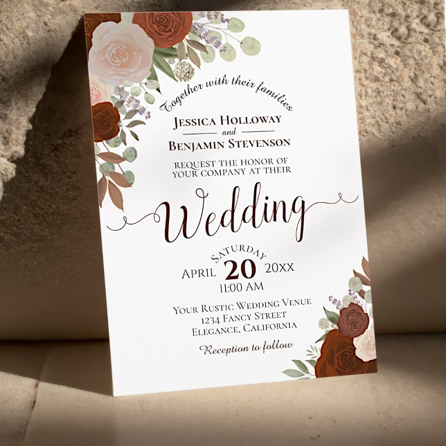 Rustikale Herbstwasserfarbe Blütenrost Orangenhoch Einladung (Von Creator hochgeladen)