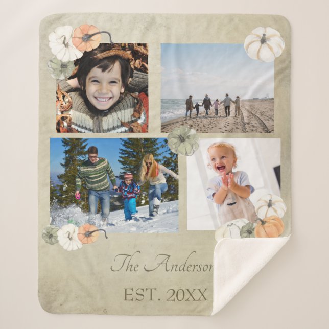 Rustikale Herbstwein, Orangenpumpen Personalisiert Sherpadecke (Vorderseite)