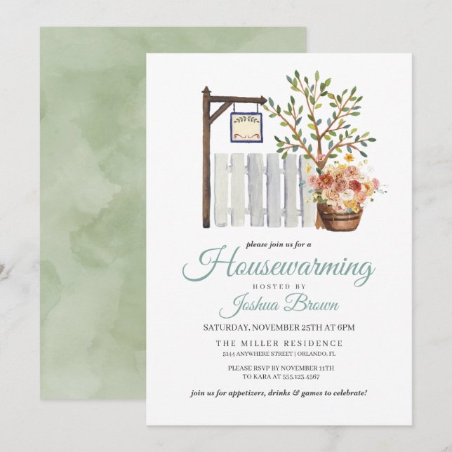 Rustikale Herbstzaun Einladung (Vorne/Hinten)