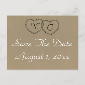 Rustikale Herzen Save the Date Ankündigungspostkarte