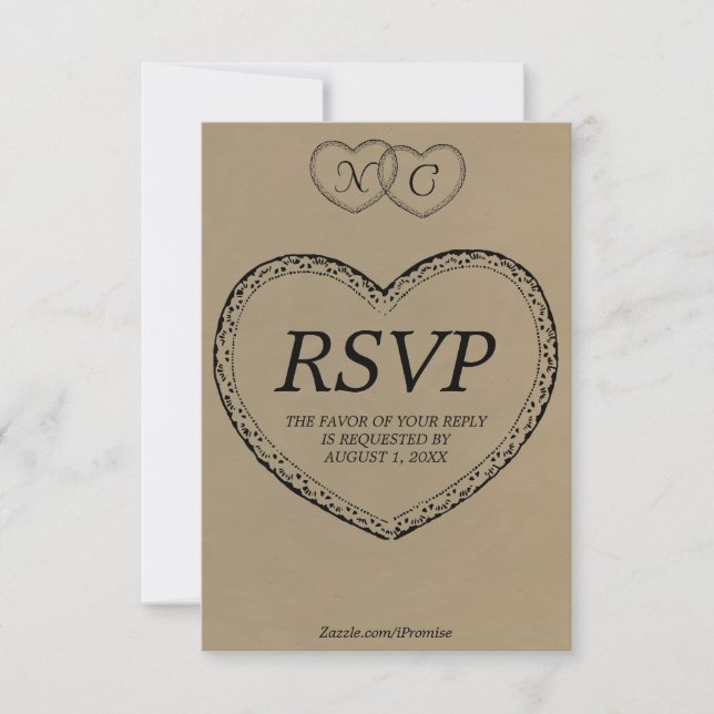 Rustikale Herzkarte RSVP Karte (Vorderseite)