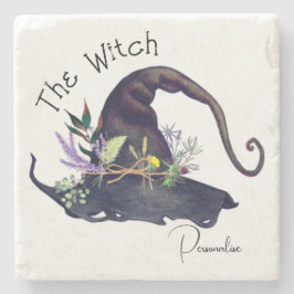 Rustikale Hexen floraler Kräuterschwarz-Weiß Steinuntersetzer