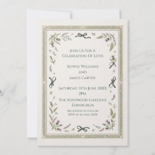 Rustikale Highland-Kräuter-Hochzeitseinladung Einladung