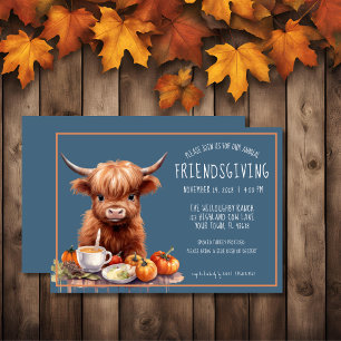 Rustikale Highland-Kuh-Friendsgiving-Einladung Einladung
