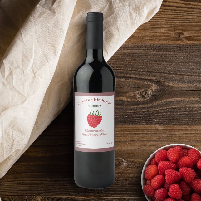 Rustikale Himbeere Weinflasche Etikett Aufkleber (Rustic Raspberry Wine Bottle Label Sticker)