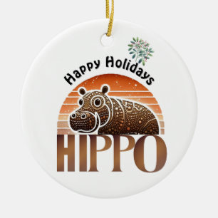 Rustikale Hippo Earth Tones Holidays Keramik Ornament