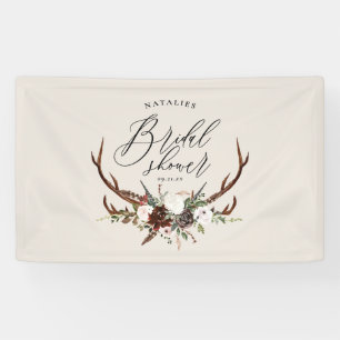 Rustikale Hirsch-Wasserfarben-Blumen-Brautparty Banner