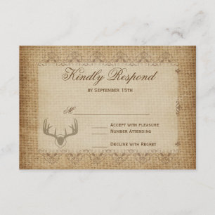 Rustikale Hirschgeweih-Jagd-Hochzeits-RSVP-Karten RSVP Karte