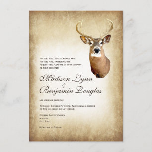 Rustikale Hirschgeweih-Jagd-Hochzeitseinladungen Einladung