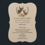 Rustikale Hirschhochzeit - orangefarbene Blume Einladung<br><div class="desc">Eine Hochzeitseinladung mit einer Darstellung von orangefarbenen und gelben Blumen und Pflanzen,  die rund um die Büsten eines Bucks and Doe angeordnet sind. Personalisieren Sie den Text mit Details zu Ihrem Anlass. Die Aufnahmen stammen von den Eltern der Braut.</div>