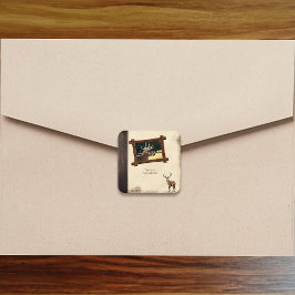 Rustikale Hirschjagd Journal Vintag Scrapbook Quadratischer Aufkleber