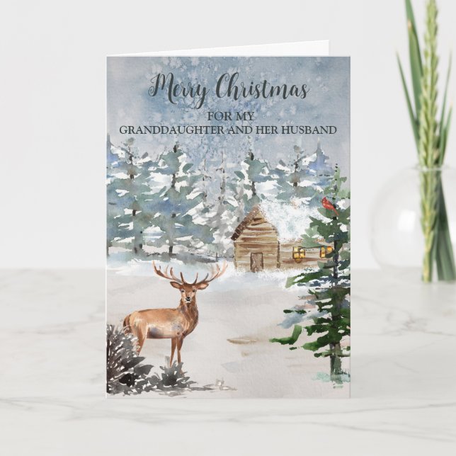 Rustikale Hirschtochter und Weihnachten Karte (Vorderseite)