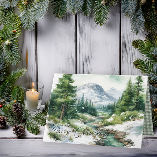 Rustikale Hochland-Bergszene Frohe Weihnachten