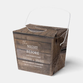 Rustikale Hochzeit am Abend vor der Probe Abendess Geschenkschachtel