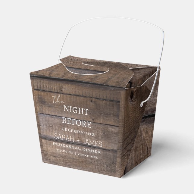 Rustikale Hochzeit am Abend vor der Probe Abendess Geschenkschachtel (Vorderseite)